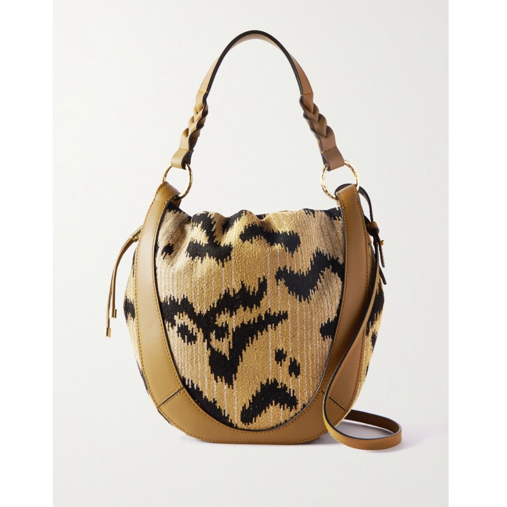 Ulla Johnson Hilma canvas shoulder bag Bucket Jasper Animal Print